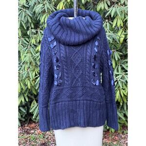 Denim & Supply Ralph Lauren Navy Blue L Chunky Cable Knit Ribbon Sweater